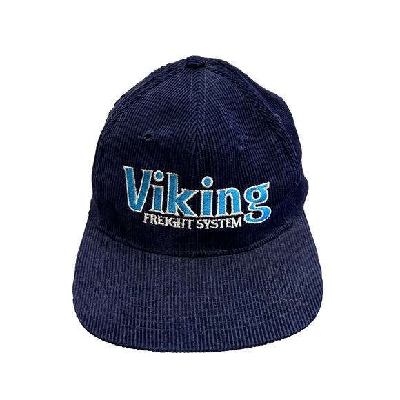 Vintage Viking Freight Systems Mens Corduroy Logo Adjustable Snapback Hat Cap - Picture 1 of 8